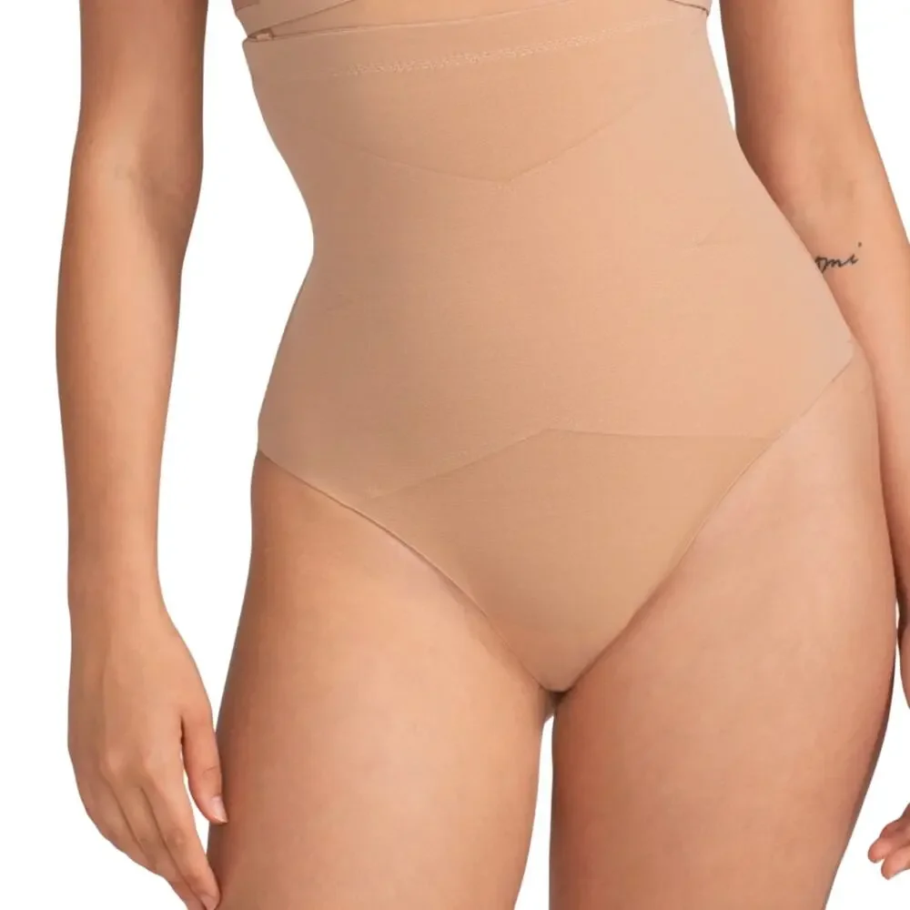 Honeylove SuperPower Thong Bridal Event High Waist Tummy Control NWT Sand XL